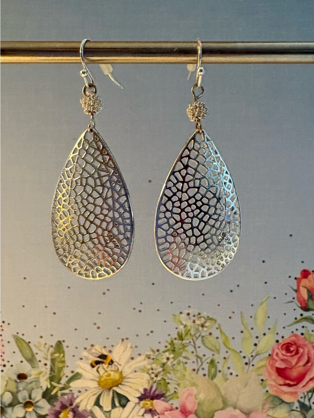 Silvertone Filigree Dangle Earrings